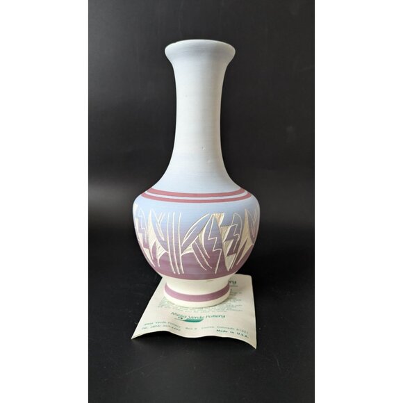 Mesa Verde Navajo Pottery Vase Signed By Artist With Geometric Design - Picture 8 of 14